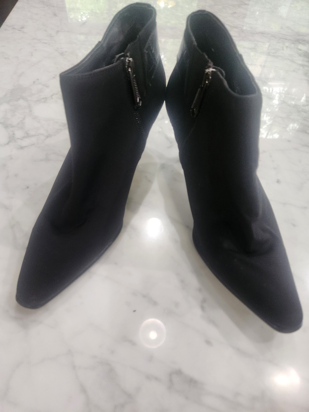 Donald Pliner Black Pointed Toe Ankle Micro Fiber Boot with Side Zipper/buckles